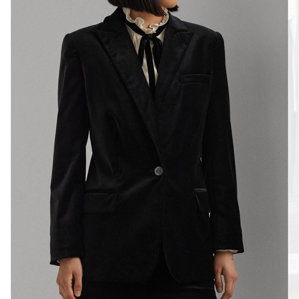 Ralph Lauren black velour stretch blazer 6